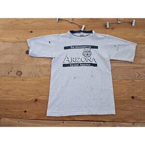 University of Arizona Wildcats Basketball Theme Gray T-shirt Sz M 90s
